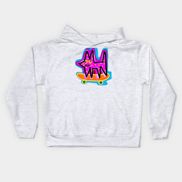 skater dog Kids Hoodie by Angel Rivas